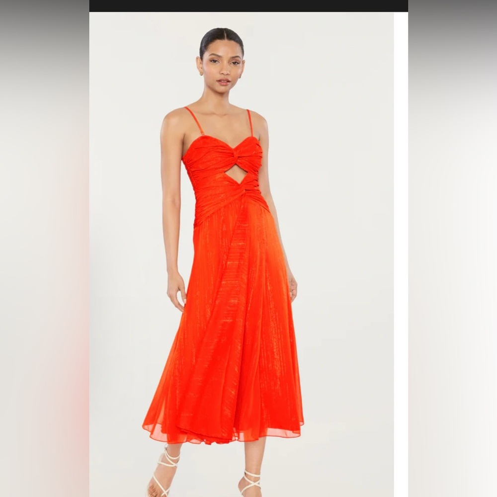 BNWT Size 00 Likely Clea Orange Sparkly Midi Dress